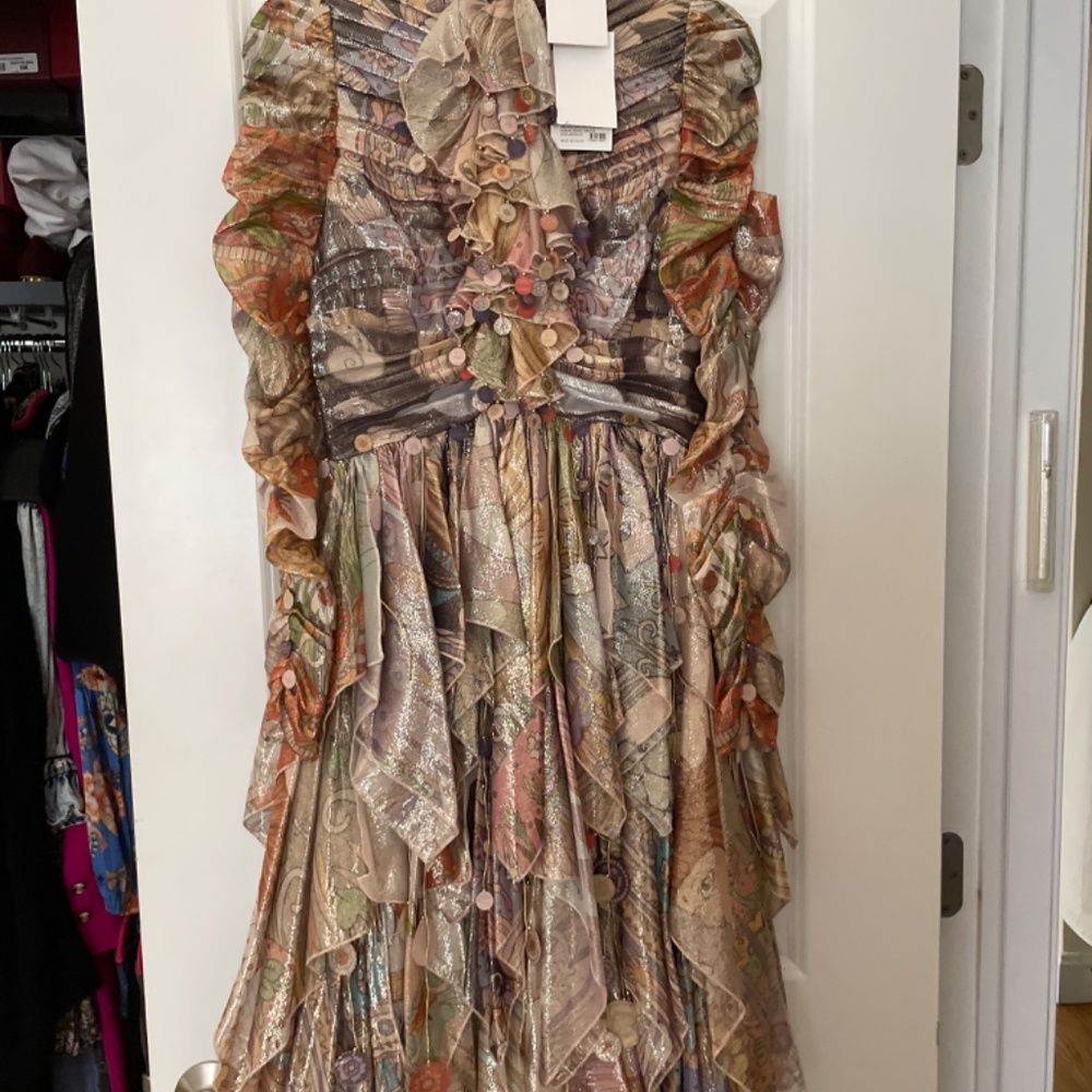 Zimmerman ruffled printed lame' maxi dress - Picture 3 of 4